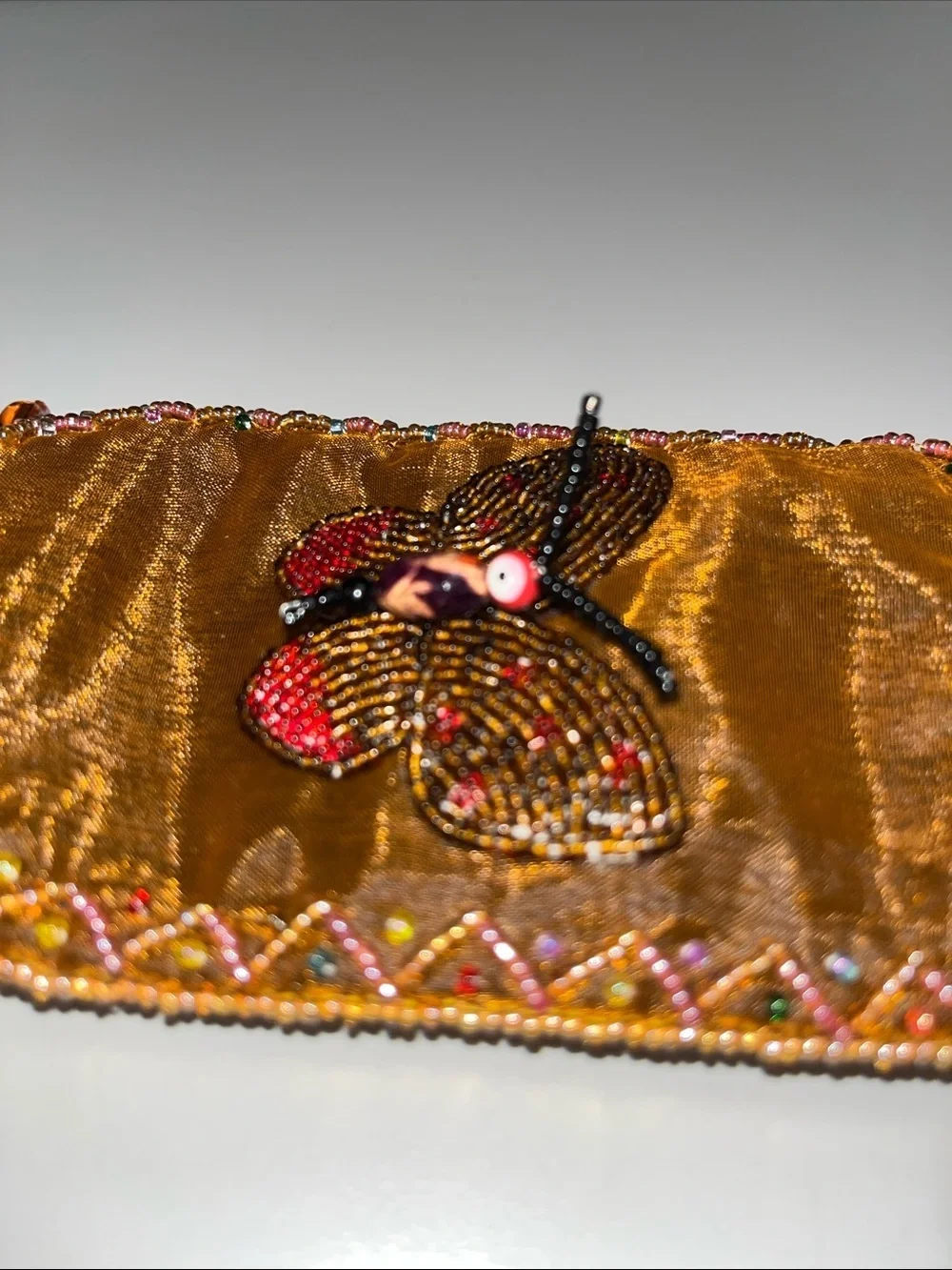 Source Unknown Brown Beaded Fringe Phone Case Charm w/ butterfly